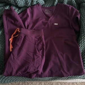 Zamora figs scrubs jogger set deep purple